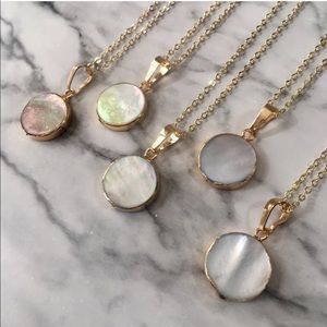 14K gold minimalist pearl shell necklaces